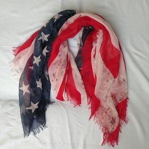 American Flag Distressed Scarf Red White Blue